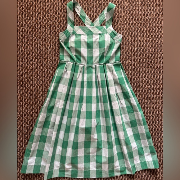 J. Crew Dresses & Skirts - J Crew Women’s Karina Gingham Green and White Checkered Midi Dress Size 4